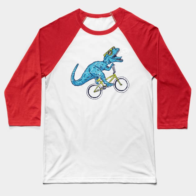 Ever seen a dinosaur ride a bike? Baseball T-Shirt by WorldDinosaurs